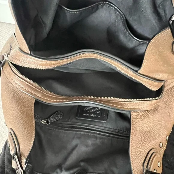 Coach Edie Brown Studded Leather Turn Lock Tote Bag - Picture 5 of 9